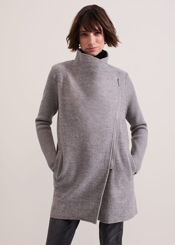 Phase Eight Byanca Zip Knitwear Grey USA | 9216853-BV